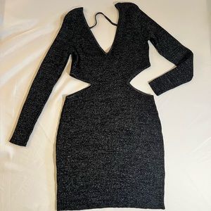 Open Edit Black Sparkle Bodycon Cutout Party Mini Sweater Dress Size XXL